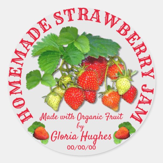 Sticker Rond Texte personnalisé de confiture de fraises maison (Devant)