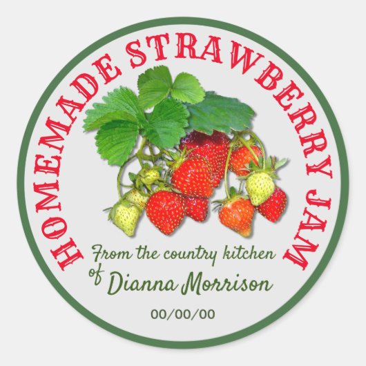 Sticker Rond Texte personnalisé de confiture de fraises maison (Devant)