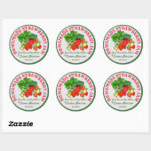 Sticker Rond Texte personnalisé de confiture de fraises maison (Feuille)