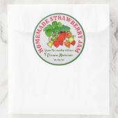 Sticker Rond Texte personnalisé de confiture de fraises maison (Sac)