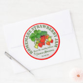 Sticker Rond Texte personnalisé de confiture de fraises maison (Enveloppe)