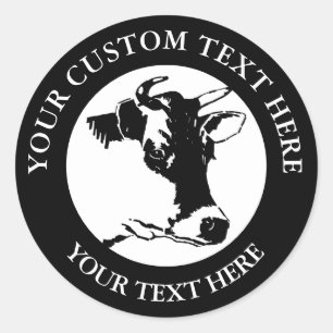 Sticker Rond Texte personnalisé de la vache