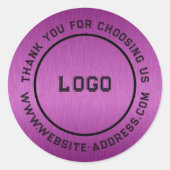 Sticker Rond Texte personnalisé de texture rose profonde métall (Devant)