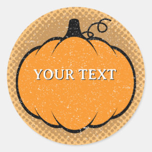 Sticker Rond Texte personnalisé du dessin Citrouille de saison