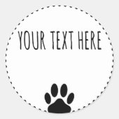 Sticker Rond Texte personnalisé Empreinte de patte chien blanc (Devant)
