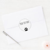Sticker Rond Texte personnalisé Empreinte de patte chien blanc (Enveloppe)