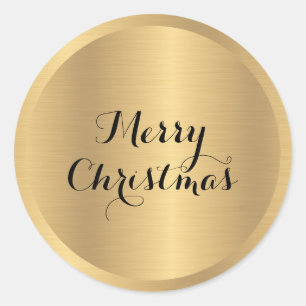 Sticker Rond Texte personnalisé Glamour Faux Or Joyeux Noël
