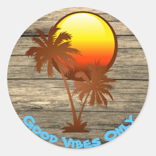 Sticker Rond Texte personnalisé Good Vibes uniquement Sunset Pi (Devant)