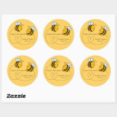 Sticker Rond Texte personnalisé Happy Love Bees (Feuille)
