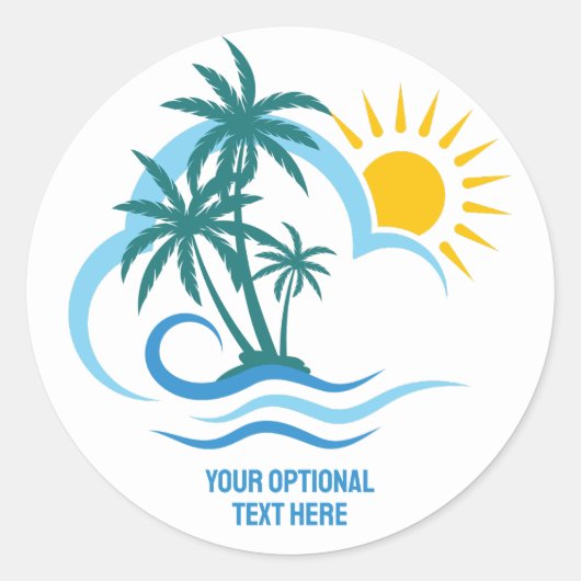 Sticker Rond Texte personnalisé Îles tropicales (Devant)