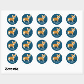 Sticker Rond Texte Personnalisé Joli Tan Corgi Chien Chien Chie (Feuille)