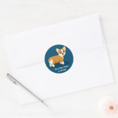 Sticker Rond Texte Personnalisé Joli Tan Corgi Chien Chien Chie (Enveloppe)