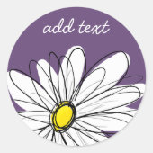 Sticker Rond Texte personnalisé marguerite mauve et jaune (Devant)