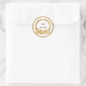 Sticker Rond Texte personnalisé, Papillon et Fleur d'or (Sac)