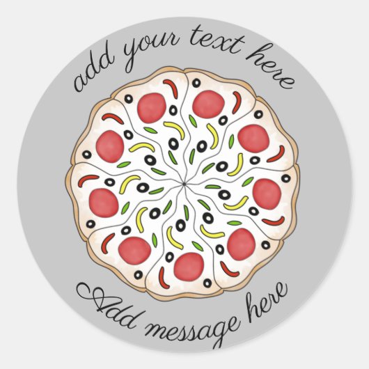 Sticker Rond texte personnalisé pizza (Devant)