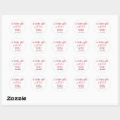 Sticker Rond Texte rouge blanc minimal pour cadeau (Feuille)