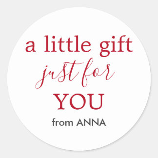 Sticker Rond Texte rouge blanc minimal pour cadeau