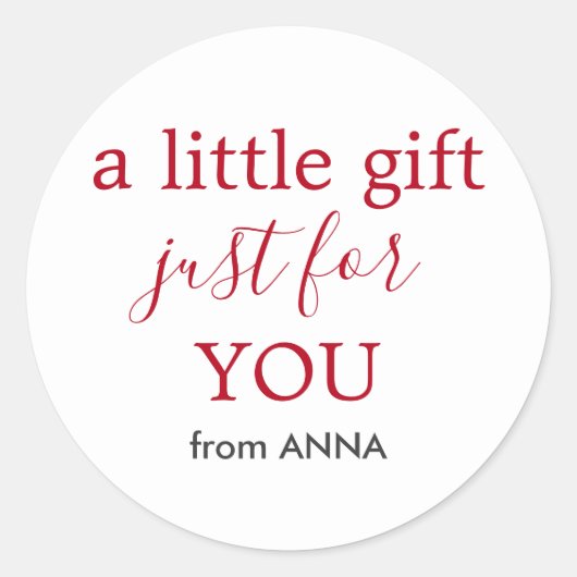 Sticker Rond Texte rouge blanc minimal pour cadeau (Devant)