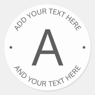Sticker Rond Texte simple et personnalisable Blanc et gris