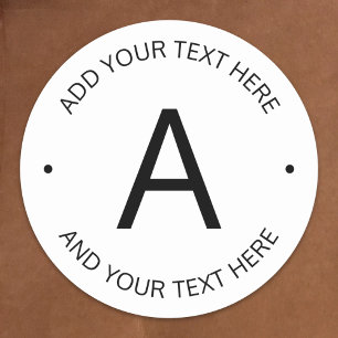 Sticker Rond Texte simple et personnalisable Blanc et noir