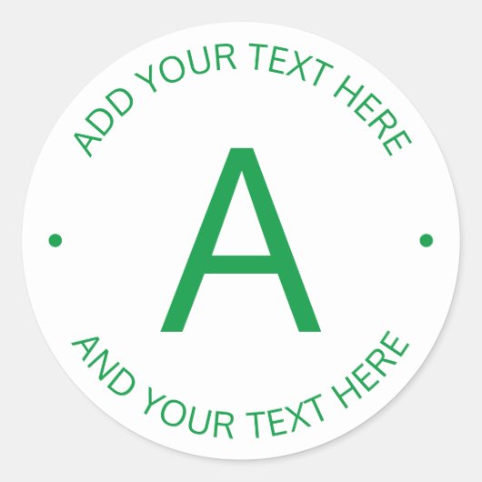Sticker Rond Texte simple et personnalisable | Vert et blanc (Devant)