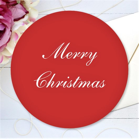 Sticker Rond Texte simple rouge chic Joyeux Noël