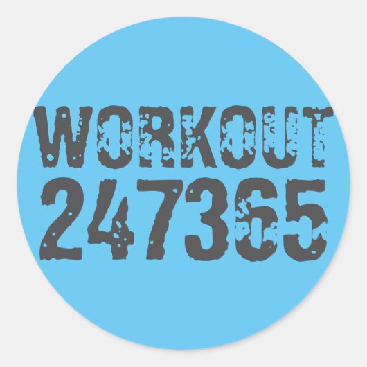 Sticker Rond Texte usé et rayé Workout 247365 bleu (Devant)