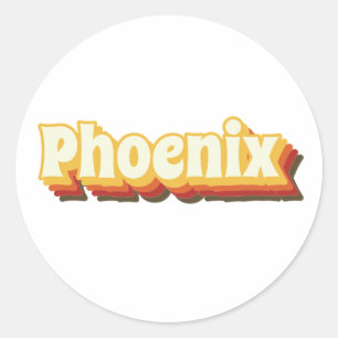 Sticker Rond Texte Vintage Phoenix Retro