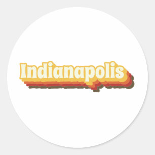 Sticker Rond Texte Vintage rétro d'Indianapolis