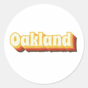 Sticker Rond Texte Vintage rétro Oakland