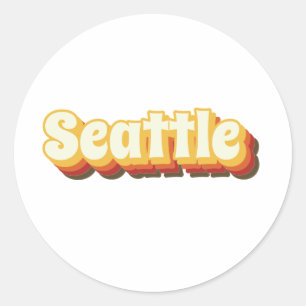 Sticker Rond Texte Vintage Seattle Retro