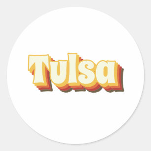 Sticker Rond Texte Vintage Tulsa