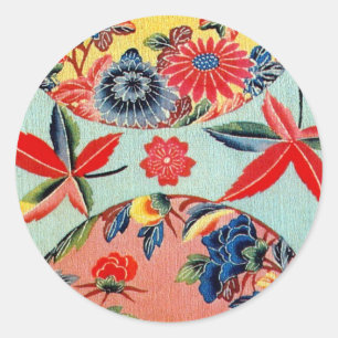 Sticker Rond Textile japonais Kimono vintage (Bingata)
