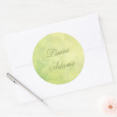 Sticker Rond texture Abstraite de chaux vert bokeh. Name. (Enveloppe)