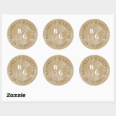 Sticker Rond Texture Bois Grain Rustique Ocre Automne Mariage (Feuille)