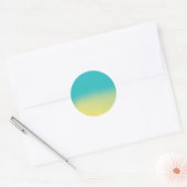 Sticker Rond Texture d'aquarelle Ombre - Turquoise et Jaune (Enveloppe)