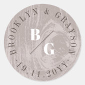Sticker Rond Texture de bois rustique brun automne mariage (Devant)