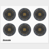Sticker Rond Texture de luxe en marbre noir et or (Feuille)