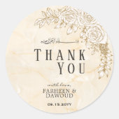 Sticker Rond Texture de marbre dentelle florale Mariage musulma (Devant)