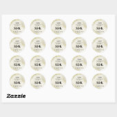 Sticker Rond Texture de marbre d'or Mariage islamique Merci (Feuille)