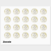 Sticker Rond Texture de marbre d'or Mariage islamique Merci (Feuille)