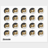 Sticker Rond Texture de marbre et or (Feuille)