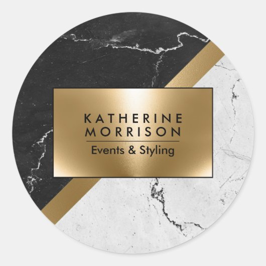 Sticker Rond Texture de marbre et or (Devant)