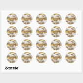 Sticker Rond Texture de marbre gris abstrait avec or fluide (Feuille)