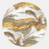 Sticker Rond Texture de marbre gris abstrait avec or fluide (Devant)