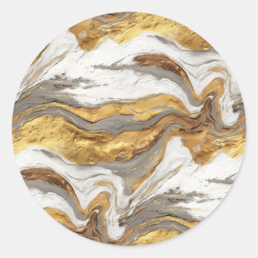 Sticker Rond Texture de marbre gris abstrait avec or fluide (Devant)