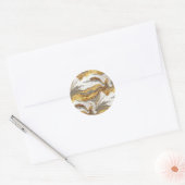 Sticker Rond Texture de marbre gris abstrait avec or fluide (Enveloppe)