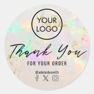 Sticker Rond texture d'opale blanche merci