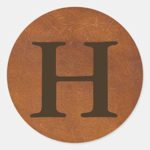 Sticker Rond Texture en cuir Brown de Faux
