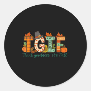 Sticker Rond Tgif Merci Mon Dieu C'est l'Automne Thanksgiving
